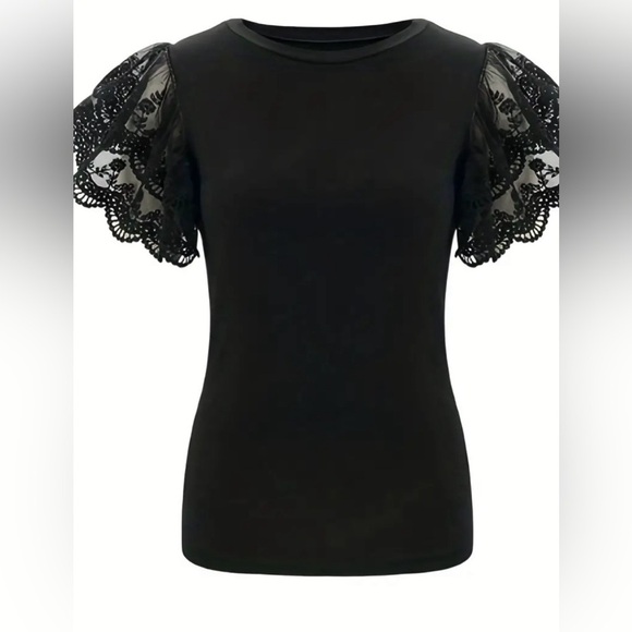 NIP-Cotton Lace Flutter Sleeve Top - Picture 7 of 9